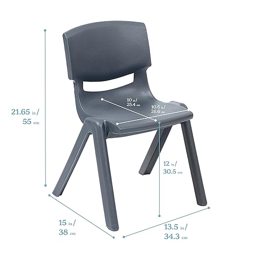 ECR4Kids 12in Plastic School Stack Chair, Classroom Furniture - Image 3