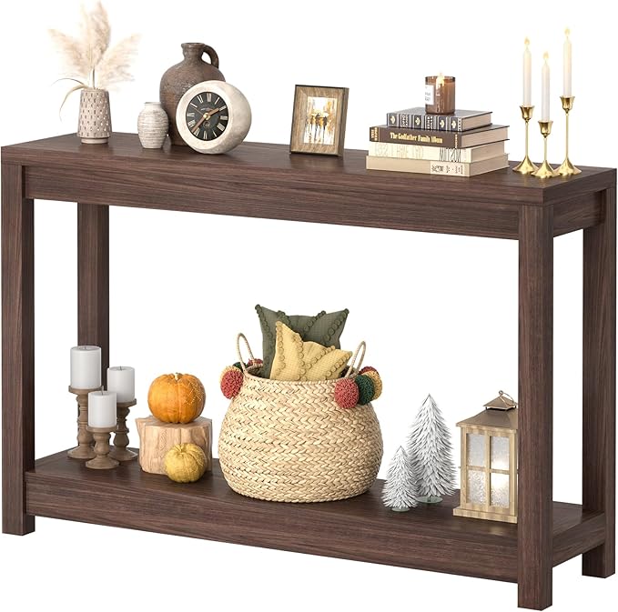 47" Farmhouse Wood Entryway Table Narrow Console Table by Besiost
