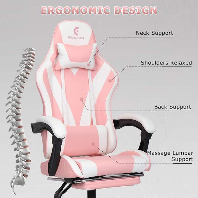 Gaming Chair with Linkage Armrest & Footrest, High Back Video Gaming Chair - Image 4