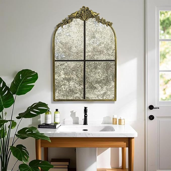 Retro Palace Style Mirror, Antique French Retro Arch Mirror, Suitable - Image 5