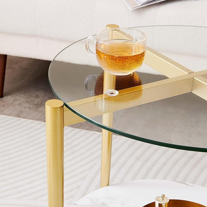 Round Glass End Table, Mid-Century Modern Design Sofa Table - Image 6