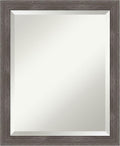 Amanti Art Grey Wall Mirror 23x19 Pinstripe Lead Grey Rectangle Bathroom Mirror by AmantiArt