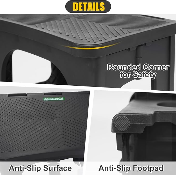 Folding 2-Step Stool for Adults Kids Non-Slip Collapsible Portable Step Stool - Image 4