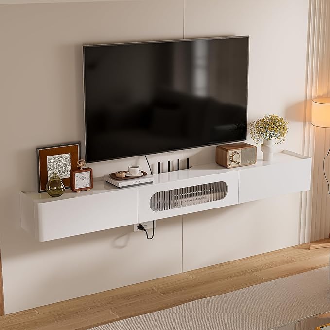 Floaticase Floating TV Stand, 70IN Fully Assembled Hign Gloss Wall Mounted TV - Image 6