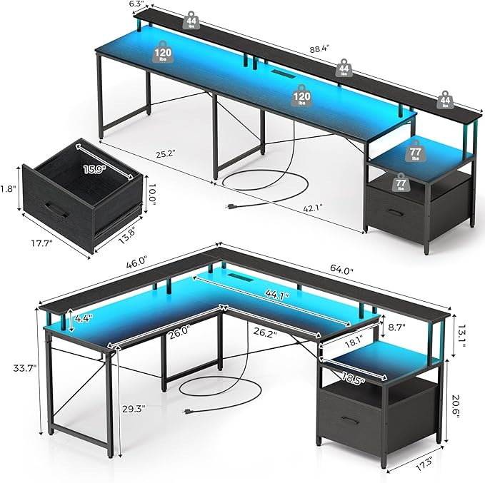 Rolanstar L Shaped Gaming Desk - Image 6