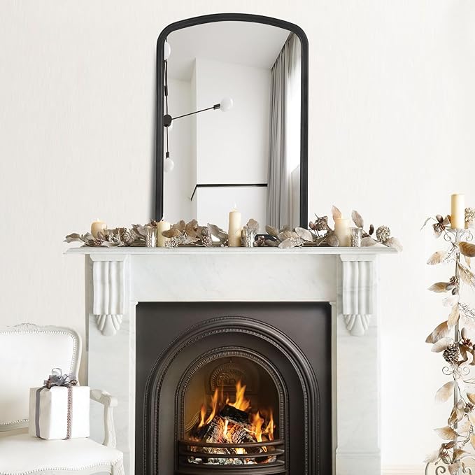 HOMECOOKIN Wood Arched Mirror for Bathroom - Image 5