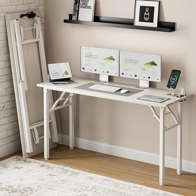 Frylr Small Folding Computer Desk – 55.1 Inch Portable Table by Frylr