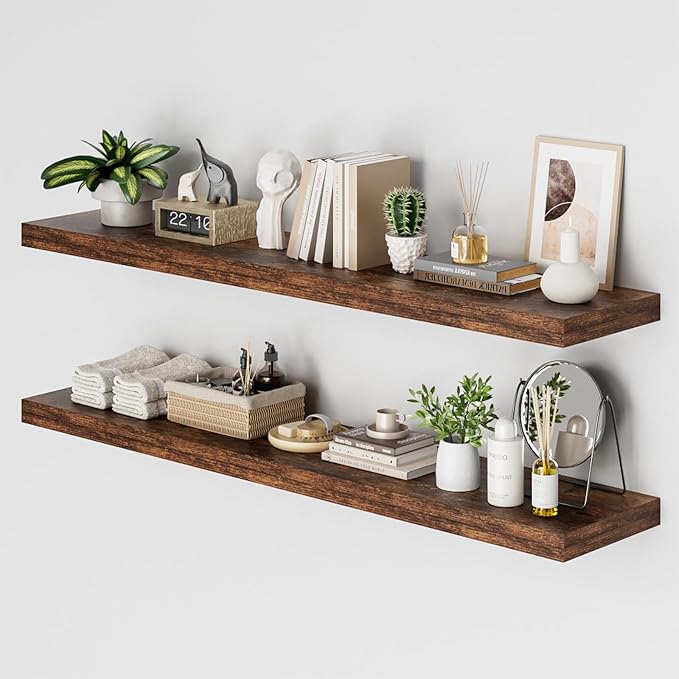 Heimlove 12 Inch Deep Floating Shelves, 55 x 12 inch Extra Long Floating Shelves by Heimlove