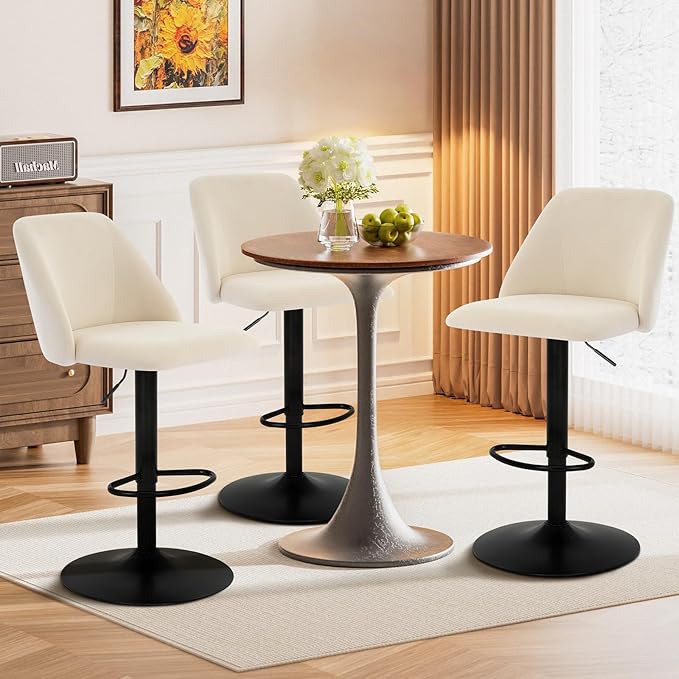 COLAMY Bar Stools Set of 6, Modern Swivel Bar Chairs, Adjustable Upholstered - Image 3