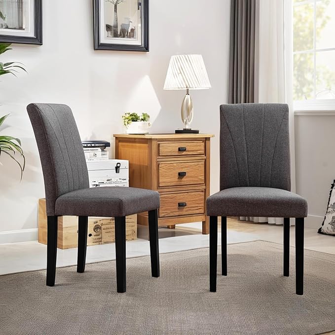 VECELO Upholstered Dining Chairs Set of 6, Modern Fabric and High Back & Solid - Image 2