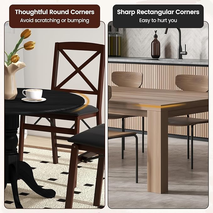 COSTWAY Round Dining Table for 4, 39 inch Kitchen Table - Image 6