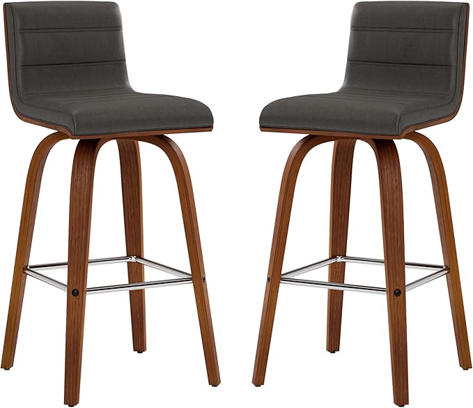 Armen Living Vienna 26" Swivel Counter Stool in Walnut Wood Finish - Image 11