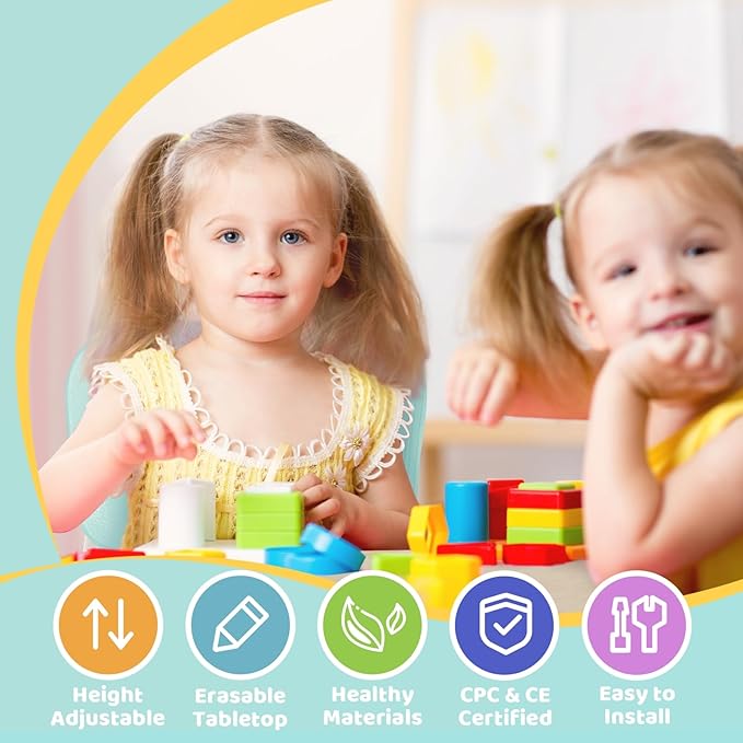 FUNLIO Kids Table and 2 Chairs Set, Height Adjustable Toddler Table and Chair - Image 2