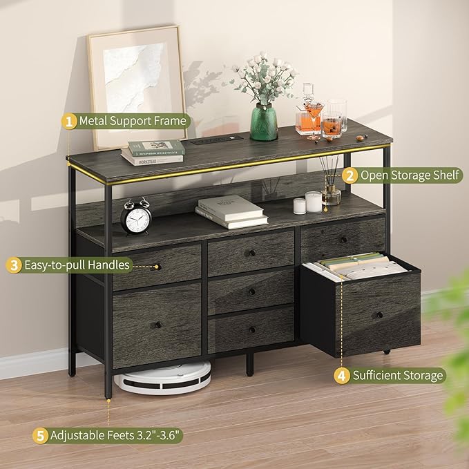 Yoobure LED TV Stand for Bedroom, 50 Inch Kids Dresser - Image 8