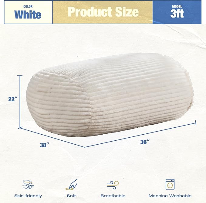Hobestluk 3FT Bean Bag Chairs Adult Bean Bag - Image 2