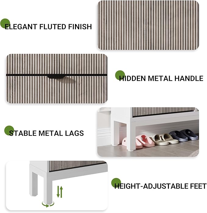 GarveeHome Fluted Shoe Storage Cabinet - Image 6