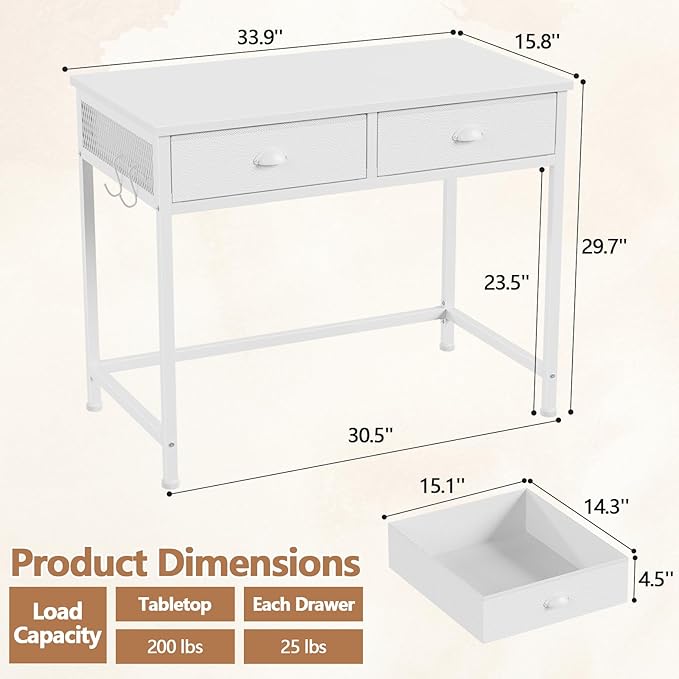 Furologee White Small Computer Desk - Image 3