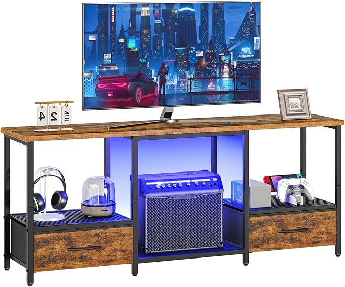 HOOBRO LED TV Stand with Storage, LED Entertainment Center with Open Shelves by HOOBRO
