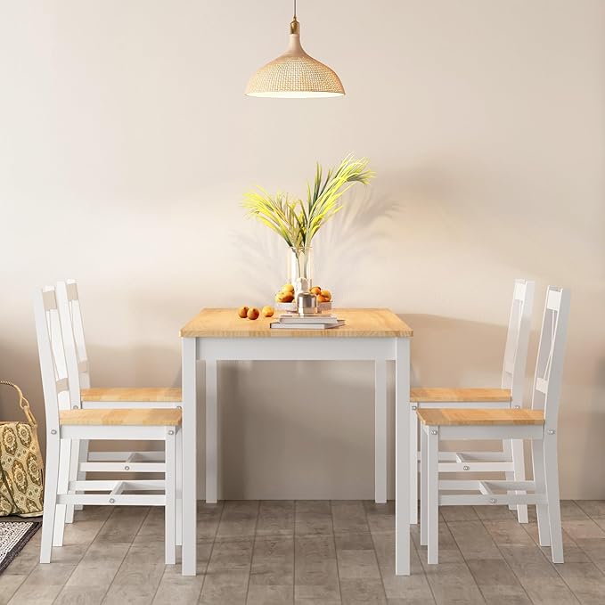 SogesPower Dining Table Set for 4, 5-Piece Wood Kitchen Dining Table Set - Image 4