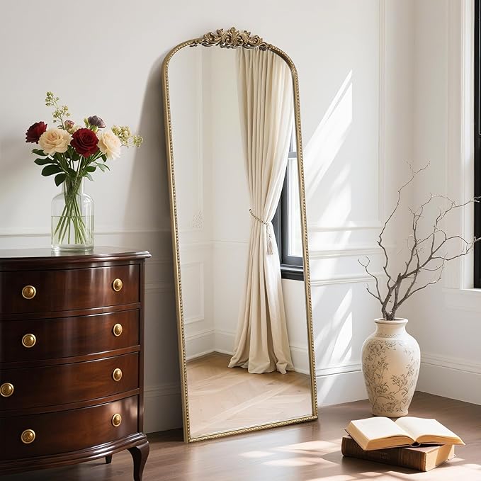 WallBeyond Arched Full Length Mirror Wall Mounted, 21x56 Inch Gold Antique - Image 2
