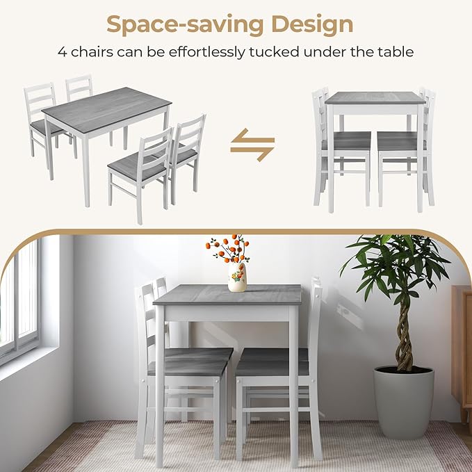 Giantex Dining Table Set with Kitchen Table, Dining Chairs, Compact - Image 5