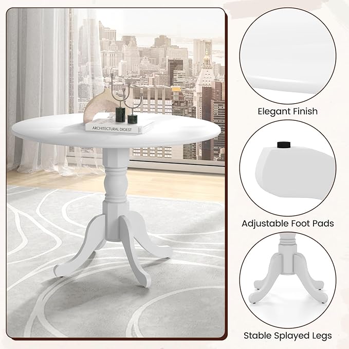 COSTWAY Round Dining Table for 4, 39-inch Wooden Kitchen Table - Image 6