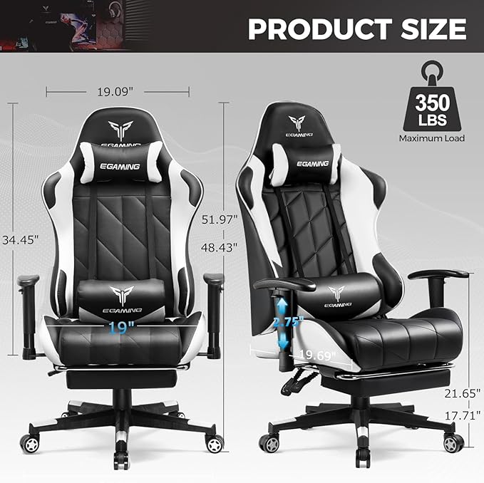 Gaming Chair with 3D Adjustable Armrests, Cow Print Design, Ergonomic Office - Image 3