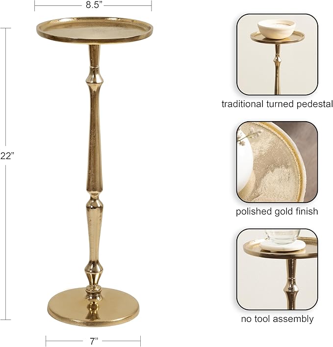 Kate and Laurel Carling Traditional Metal Round Drink Table, Vintage Cast - Image 3