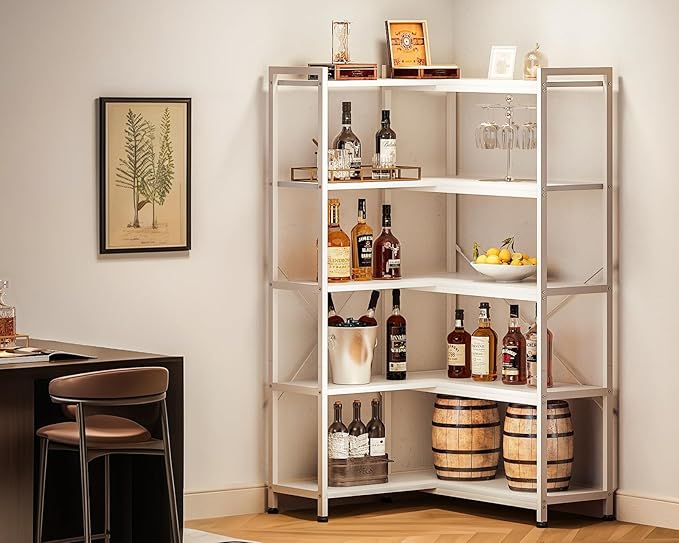 Casaottima Corner Bookshelf 5 Tier, 57 Inches Reversible Book Shelf - Image 7