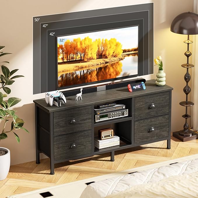 Furologee TV Stand with 4 Drawers, 43 inch Entertainment Center with Open - Image 7