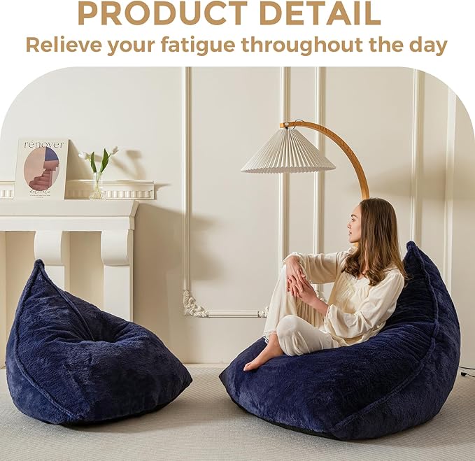 BYBYME Bean Bag Chairs Sherpa Lazy Sofa, Giant Beanbag Chairs - Image 7