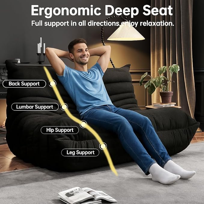 Bean Bag Chairs for Adults, Memory Foam Couch Loveseat Sofa Chair, Soft Teddy - Image 5