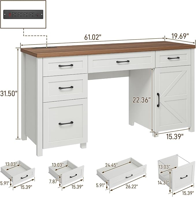 Farmhouse 61'' Executive Desk - Image 2