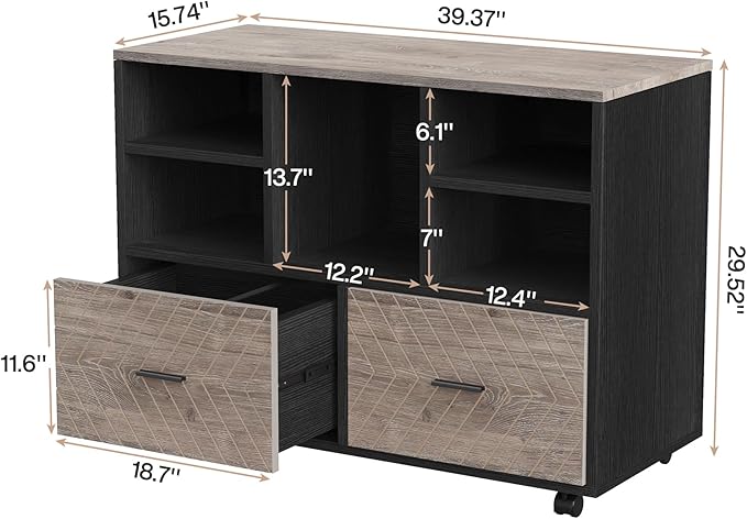 Tribesigns 2-Drawer Wood File Cabinet, Mobile Lateral Filing Cabinet - Image 2