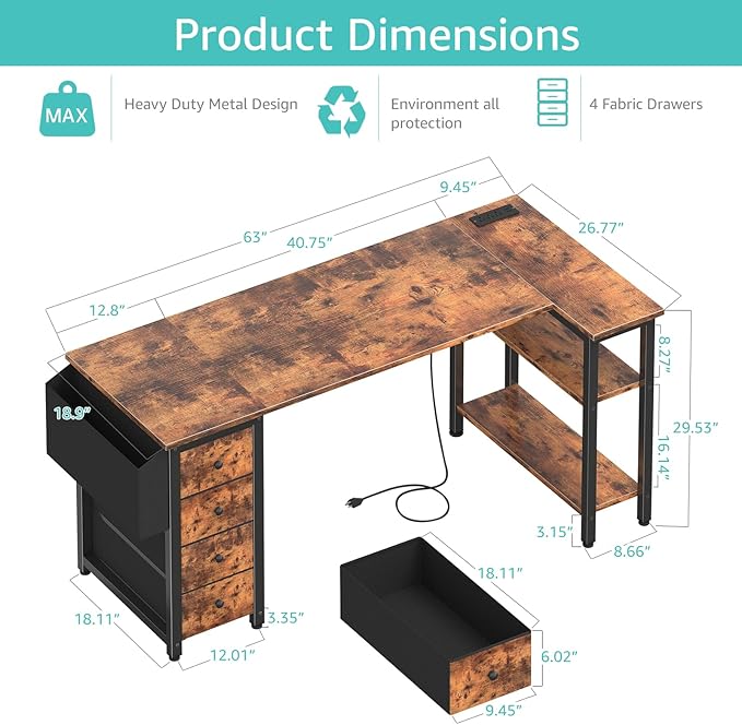 Lufeiya L Shaped Computer Desk - Image 3