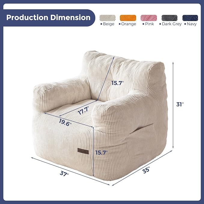 MAXYOYO Bean Bag Chair, Tufted Bean Bag Couch Lazy Chair, Living Room Sofa Couch - Image 2