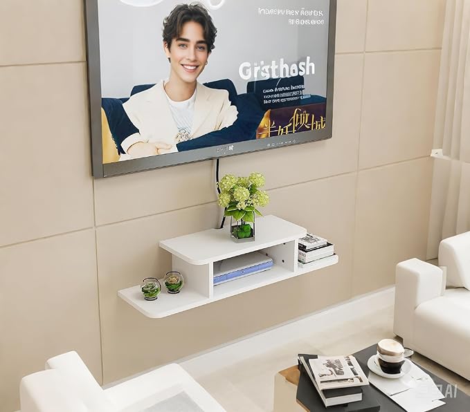 BiJun Floating TV Shelf, Entertainment Center Wall Mounted Floating Shelves - Image 2
