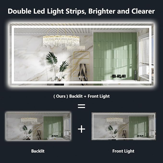 88x38 Inch LED Bathroom Mirror - Image 2