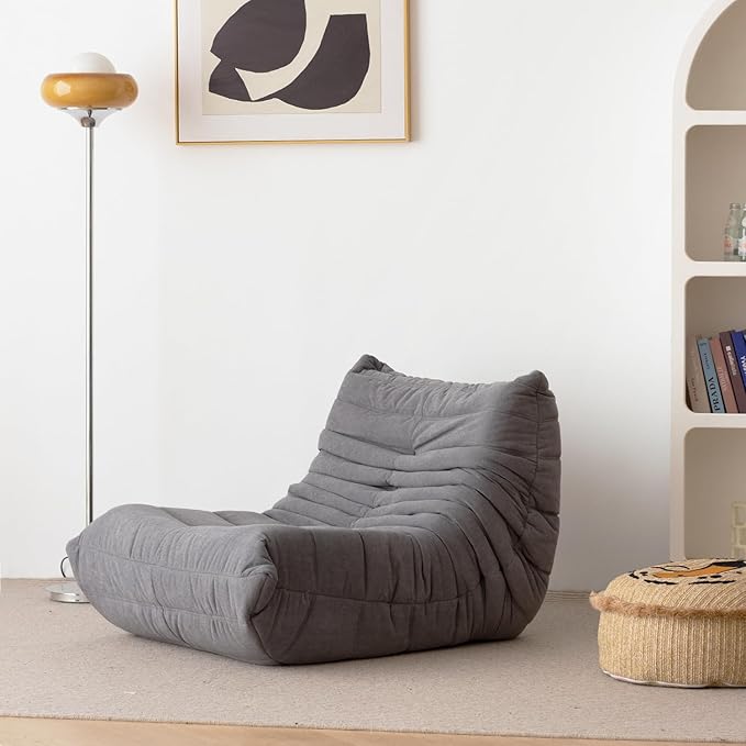N&V Fireside Armless Floor Sofa, Mid Century Soft Premium Microfiber Lounge by NV