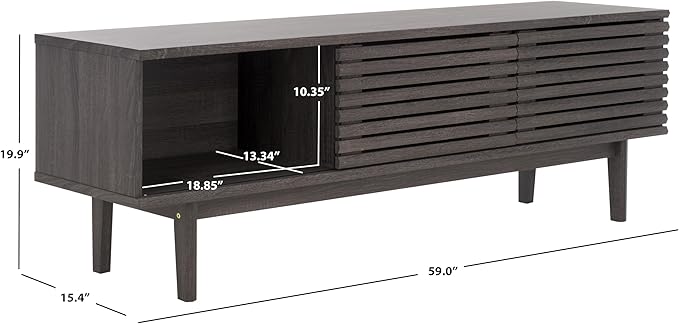 SAFAVIEH Aricia TV Stand for up to 65" Flatscreen – Distressed Black, 2 Sliding - Image 2