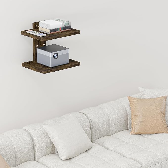 WALI Projector Mount Floating TV Shelf, Holds Up to 22lbs, Wooden Wall Mounted - Image 7