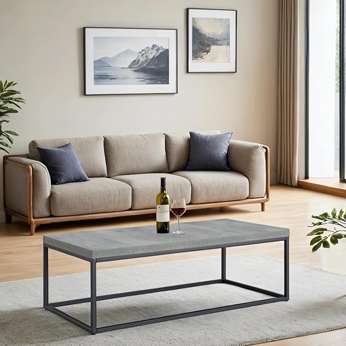 CENSI 47-Inch Grey Marble Accent Coffee Table/Center Table - Image 3