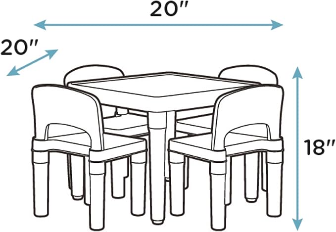 Humble Crew Kids Plastic Table and 4 Chairs Set, Toddler Playroom Activity - Image 8