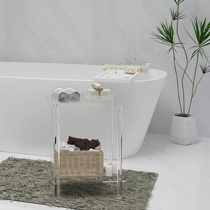 Clear Acrylic End Table, 2-Tier Modern Side Table - Image 4