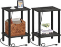 TUTOTAK End Table with Charging Station, Small Side Table, Nightstand Bedside by WelcometotheTUTOTAKHome