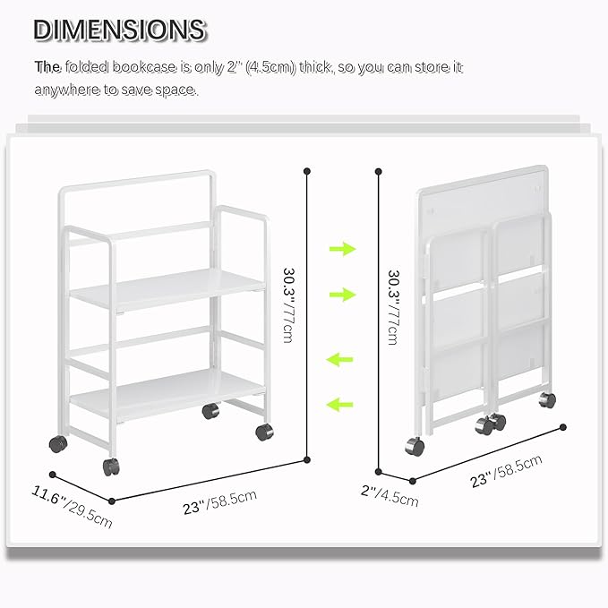 4NM 2 Tiers No-Assembly Folding Bookshelf - Image 2