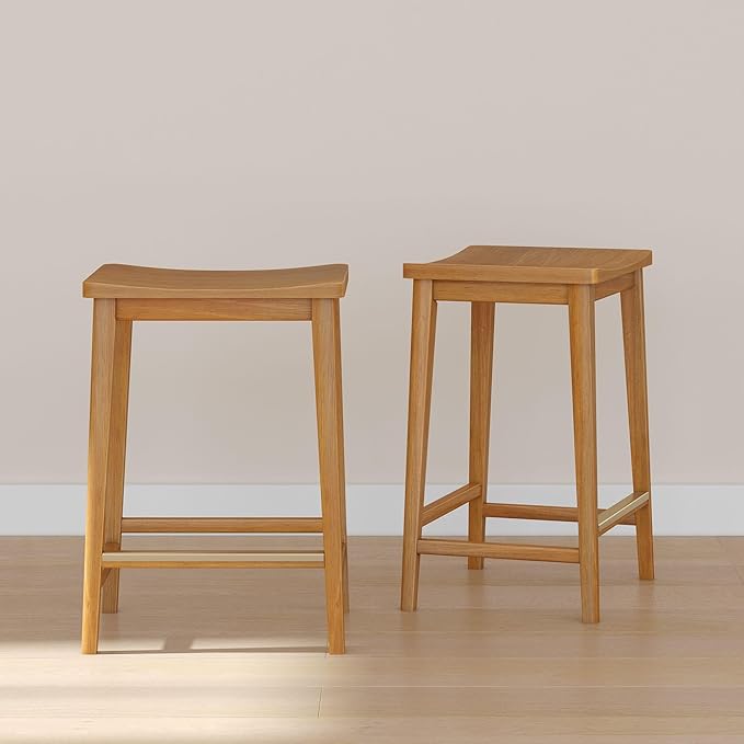 Plank+Beam Smythe Counter Stool, Sturdy Wood Modern Kitchen Counter Height Stool by PlankBeam