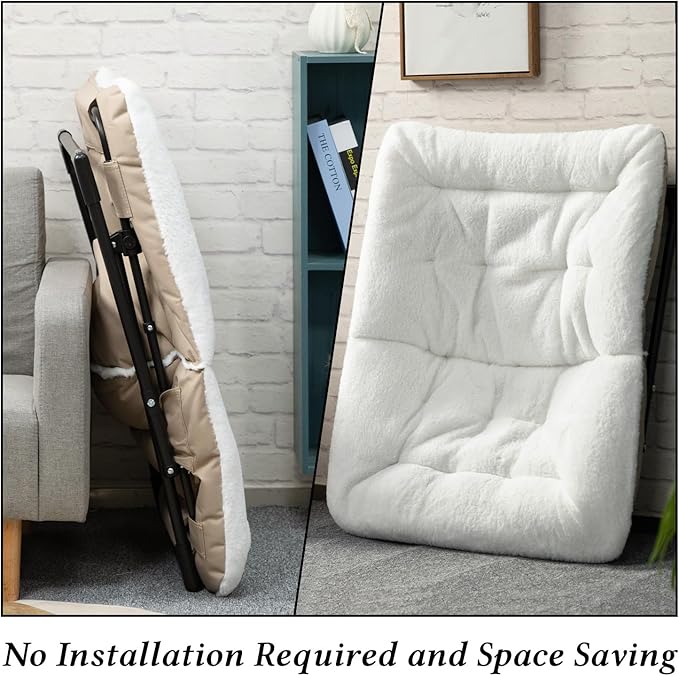 HollyHOME X-Large Saucer Chair, Comfy Oversized Folding Chair, Faux-Fur Reading - Image 7
