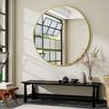 Gold Round Bathroom Mirror, 48 inch Large Circle Wall Mounted Hanging Mirror by VooBang