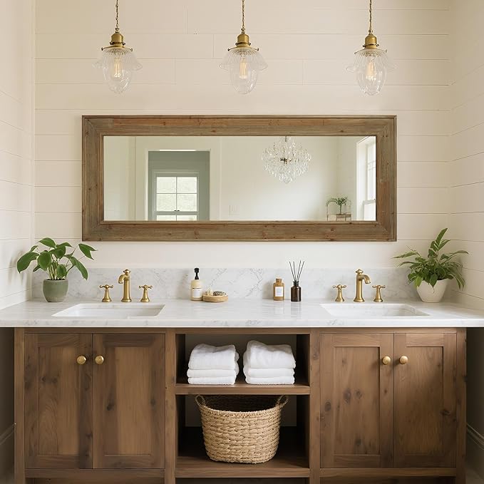 WallBeyond Full Length Mirror Rustic Wood Framed, 24 x 60 inch Farmhouse Wall - Image 4